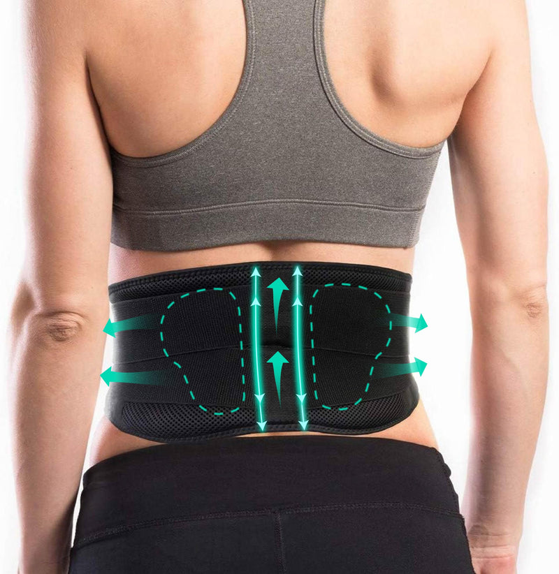[Australia] - AllyFlex Sports® Lightweight Back Brace for Men & Women Under Uniform, Dual Medical 3D Lumbar Pads for Lower Back Pain Relief, Breathable Mesh with Adjustable Stapes for Back Stress - L Large (Pack of 1) 