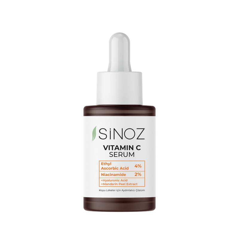 Sinoz Vitamin C Brightening Face Serum | With Hyaluronic Acid & Vitamin C%4 + Niacinamide%2 | Evens Skin Tone, Fades Dark Spots & Fine Lines | Lightweight & Fast Absorbing | 30 ml