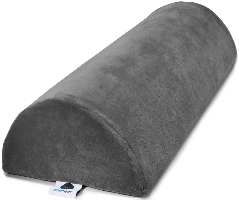 [Australia] - Knee Pillow for Back Sleeping | Large Half Moon Bolster Pillow for Legs, Under Knee Pillow for Sleeping on Back (20.5" x 8" x 4.5") Leg Pillow for Ankle and Foot Comfort, Machine Washable Cover, Grey Gray 