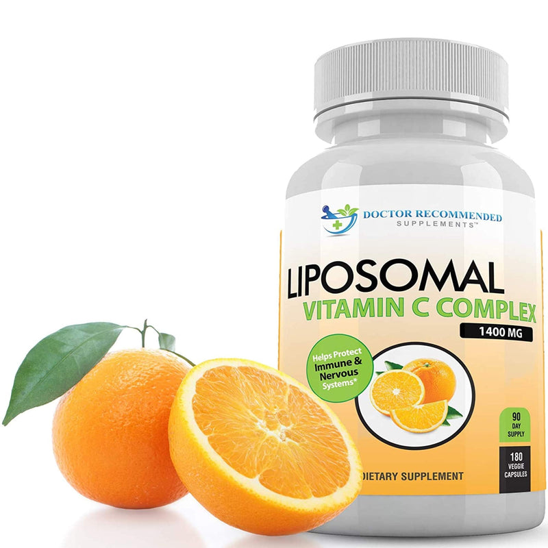 Liposomal Vitamin C 1400mg Per Serving - 180 Veggie Capsules High Absorption Ascorbic Acid, Lypo-Spheric Vitamin C Complex Immune Support Supplement with Powerful Antioxidants and Collagen Booster 180 Count (Pack of 1)