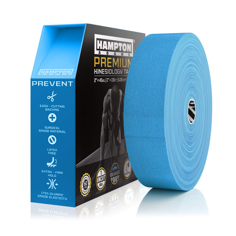 [Australia] - Hampton Adams | As Seen on Shark Tank | Elastic Kinesiology Tape (Bulk Roll) | 135ft Uncut | Supports & Protects Muscle Wrist Knee Shoulder Back Plantar Fasciitis | Waterproof Hypoallergenic 1-Pack Blue 