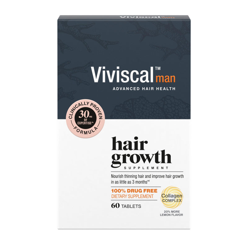 Viviscal Men's Hair Growth Supplements for Thicker Fuller Hair, Clinically Proven Collagen Complex, 60 Tablets 1 Month Supply 2.46 Ounce (Pack of 1)