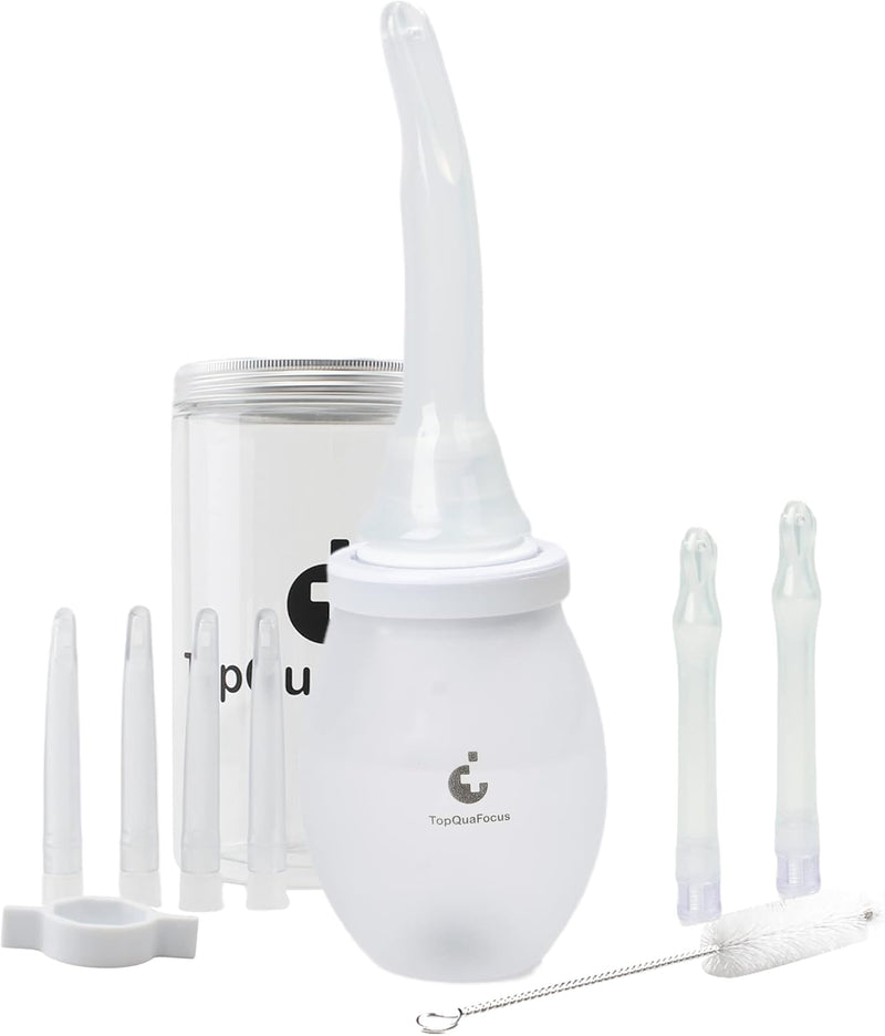 [Australia] - TopQuaFocus Enema Bulb Kit Home Coffee Enema for Men and Women Large Enema Bulb 11oz / 320ml with 5 Enema Nozzle & Silicone Tube, BPA & Phthalates Free Clear 