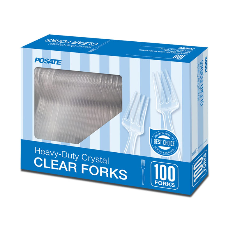 [Australia] - POSATE Heavy Weight Plastic Forks, Clear Disposable, 100 Count 