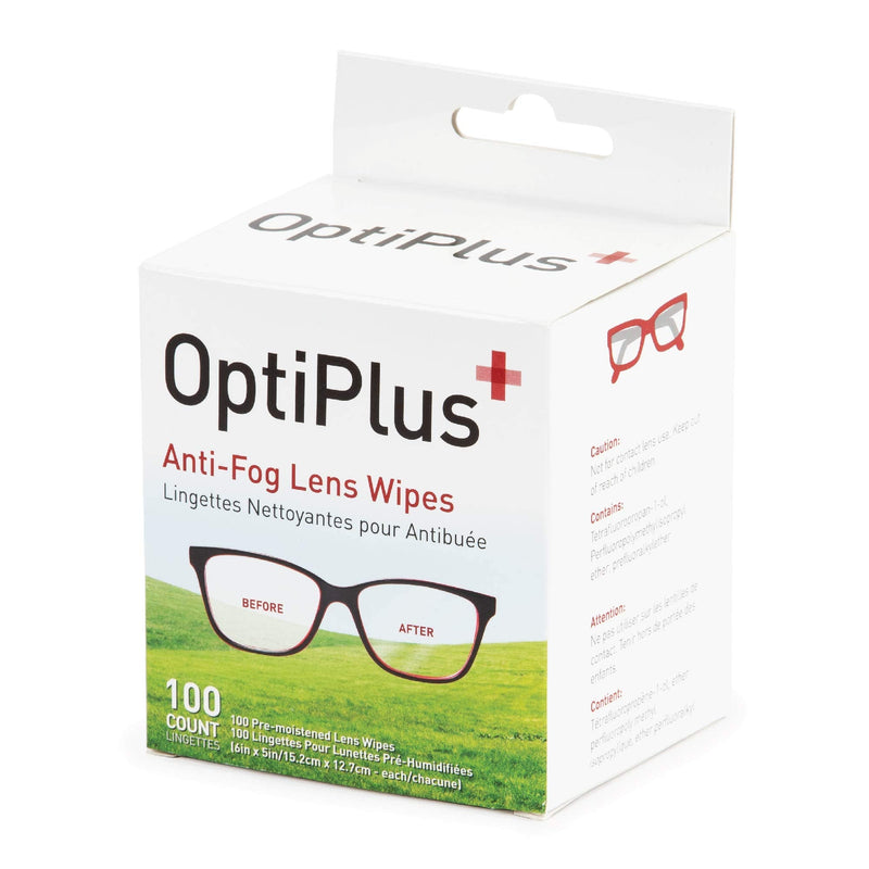 [Australia] - OptiPlus Anti Fog Pre-Moistened Cleaning Wipes for Glasses, Screens, Lenses - Quick-Dry, Scratch-Free, 100 Count 