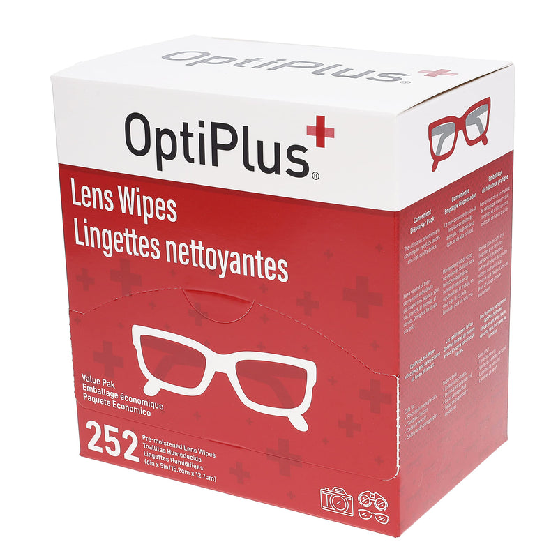 [Australia] - OptiPlus Eyeglass Lens Wipes l Pre-Moistened l Cleaning Wipes for Glasses, Computer & Laptops Screens, Smart Phones, Optical Lens, Goggles, and Watch Screen l Quick-Dry & Scratch-Free | 252 Count 252 Count (Pack of 1) 