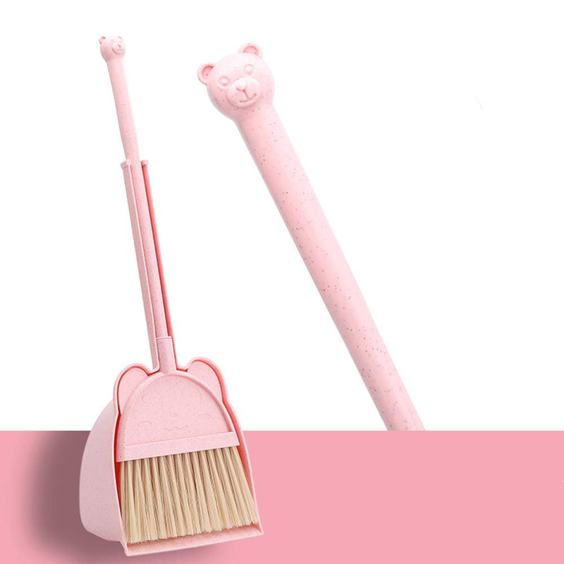 [Australia] - Mini Broom with Dustpan for Kids,Little Housekeeping Helper Set (Pink) 