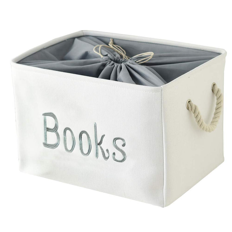 [Australia] - INough Book Basket for Kids Room, Book Storage Basket Book Organizer for Nursery Room Classroom Library Book Storage Box Collapsible Book Bins with Drawstring Closure for Cartoon Book Reading Books Large (Pack of 1) 