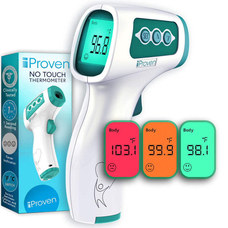 [Australia] - Infrared Forehead Thermometer for Adults and Infants, FSA HSA Eligible, Touchless iProven Thermometer, 1sec Instant Accurate Readings, 3 in 1 Thermometer with Fever Alarm, Silent & Memory Mode Green 