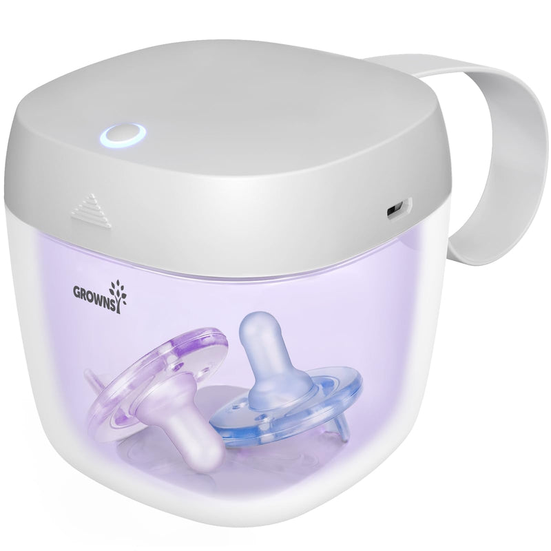 [Australia] - GROWNSY Pacifier Sanitizer Portable, UV Light Sanitizer on The Go, USB Charging Sanitizer Case, Mini Pacifier Sanitizer 99.99% Cleaned in 59 Seconds (White) White 