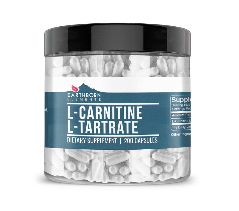 [Australia] - Earthborn Elements L-Carnitine Tartrate, 200 Capsules, No Magnesium or Rice Fillers, No Additives, Gluten-Free, Undiluted 200 Count (Pack of 1) 