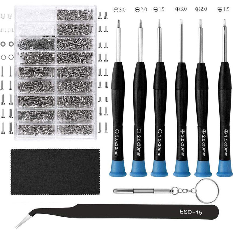 [Australia] - Eyeglasses Repair Kit, HKIDEE Sunglasses Repair Kit with 1000PCS Eyeglass Screws and 6 Pcs Screwdrivers Tweezer for Glasses, Sunglass, Watch Clock Spectacle Repair 