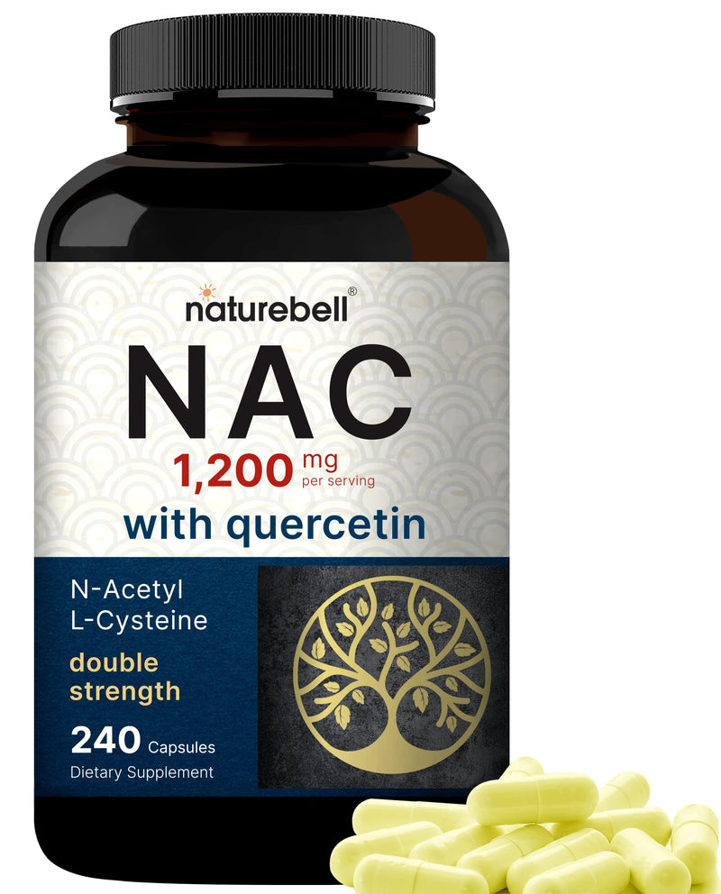[Australia] - NAC Supplement 1200mg Per Serving | 240 Capsules, N-Acetyl Cysteine with Quercetin | Double Strength - Support for Immune, Liver, & Lung Health 240 Count (Pack of 1) 