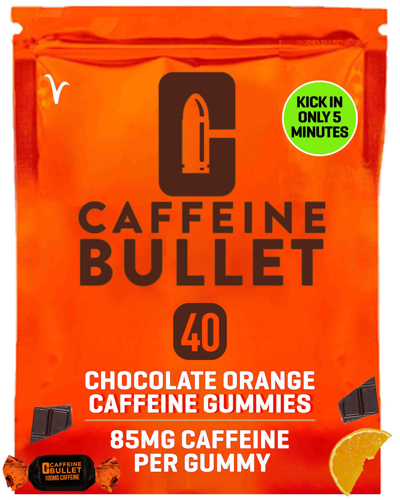 [Australia] - Caffeine Bullet 40 Chocolate Caffeine Chews. Each 85mg Caffeine - Chocolate Orange Energy Gummies: Kick Faster Than Energy gels for a Cycling, Endurance Sports & Stay Awake Chocolate Boost 1 Bag - 40 Caffeine Chews 