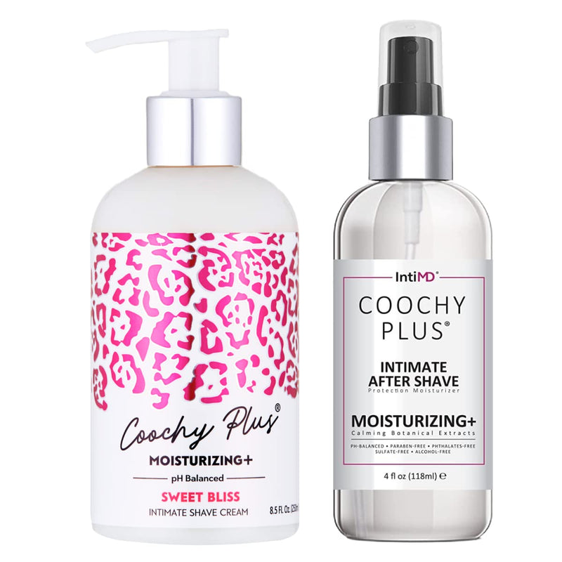 [Australia] - IntiMD Coochy Plus Intimate Shaving Complete Kit - Sweet Bliss & Organic After Shave Protection Soothing Moisturizer Mist - Antioxidant Formula Prevents Razor Burns, Itchiness & Ingrown Hair Sweet Bliss Shave Cream+After Shave Mist 1 Count (Pack of 1) 