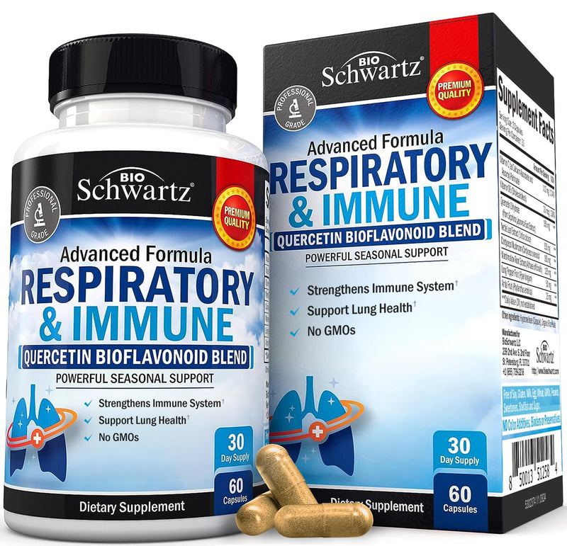 Lung Detox Respiratory & Immune Support Supplement, 60 Capsules | Vitamin D & Cordyceps Help Soothe Respiratory Tissues While Loosening Mucus, Lung Cleanse Vitamins for Women & Men, Non-GMO