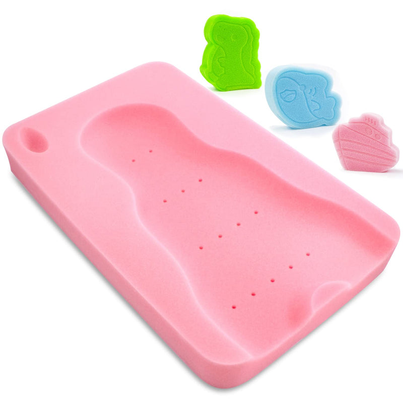 [Australia] - HALLO Baby Bath Sponge Soft Infant Bath Mat Newborn Cushion Odor Free (Pink) PINK 