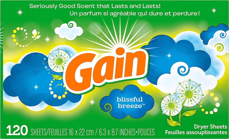[Australia] - Gain Fabric Softener Dryer Sheets, Blissful Breeze, 120 Count 