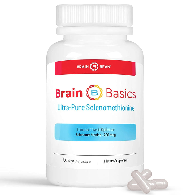 [Australia] - Brain Basics Ultra-Pure Selenomethionine - Proper Thyroid Function and Immune System Support - 200 mcg Most Bioavailable Selenium - 90 Servings 