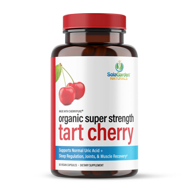 [Australia] - Super Strength Organic Montmorency Tart Cherry Supplement – 50:1 Concentrate Grown in The USA - Contains Certified Organic CherryPURE – by SolaGarden Naturals. 60 Non GMO Veggie Capsules. 