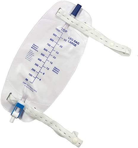 [Australia] - 4 Pack Easy-Tap Leg Bag Urinary Drainage Bag with Cloth Straps, Anti-Reflux Valve, Latex-Free, Easy Flip Drain (32 Oz) 