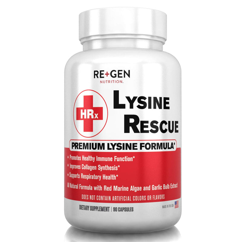 [Australia] - Lysine Rescue, Amino Acid Supplement for Stronger Immune Health & Collagen Synthesis in Women & Men, Promotes Lips & Skin Health, Natural, Pure L-lysine, 90 Capsules, 45 Day Supply 
