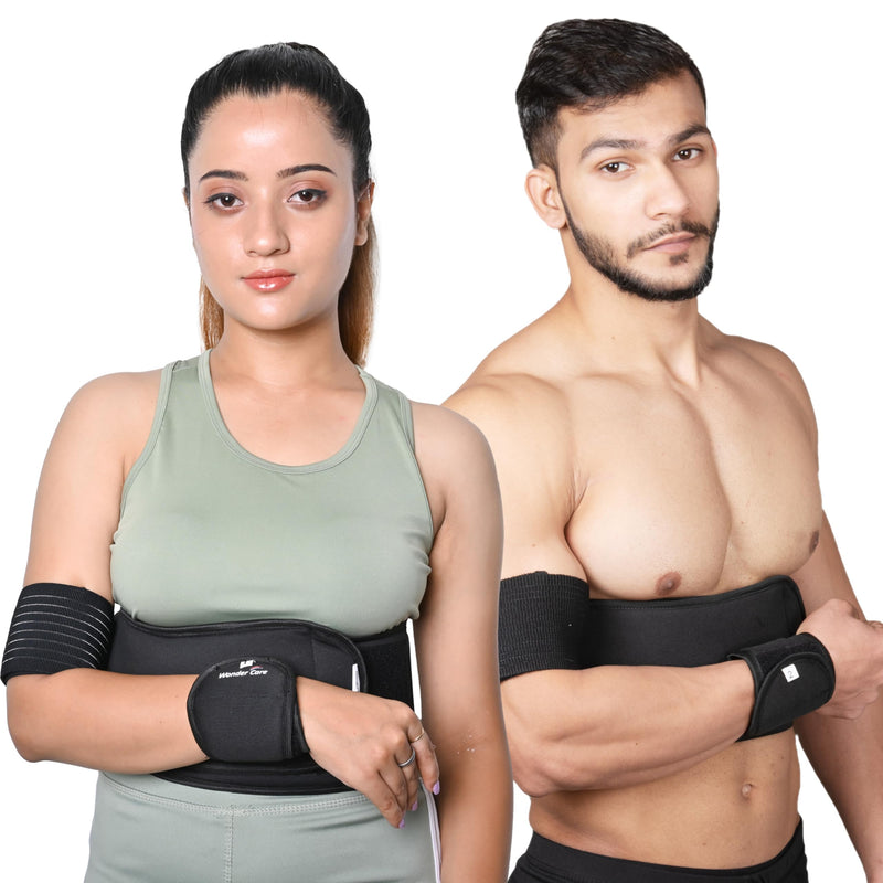 Wonder Care Left Right Shoulder Immobilizer Arm Sling Elastic Brace for Clavicle Collar Bone Dislocation Subluxation Shoulder stabilizer Compression Brace After Rotator Cuff Surgery Black Special (42-54")