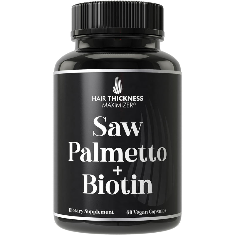[Australia] - Saw Palmetto + Biotin Advanced 2-in-1 Combo for Hair Growth. Vegan Capsules Supplement with Natural Saw Palmetto Extract + 10000mcg Biotin. Hair Loss and Regrowth Pills for Men and Women. DHT Blocker 
