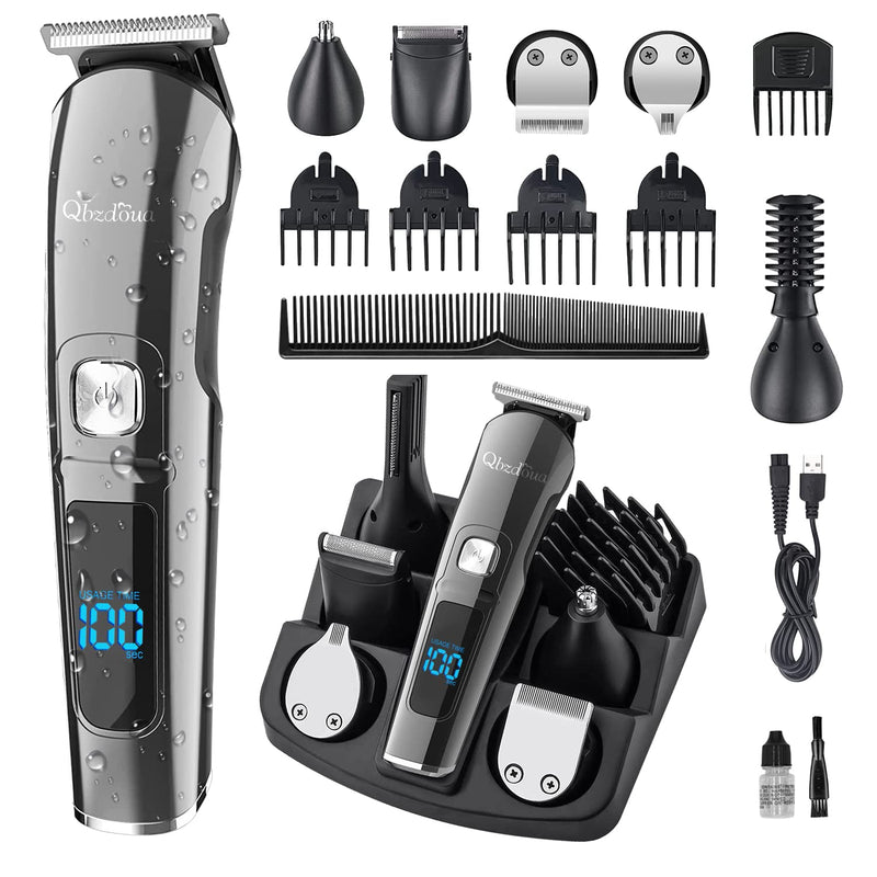 [Australia] - Mens Hair Clipper Beard Trimmer Cordless Mens Grooming Kit Trimmer for Beard Head Face and Body Waterproof IPX7 LED Power Display Black 