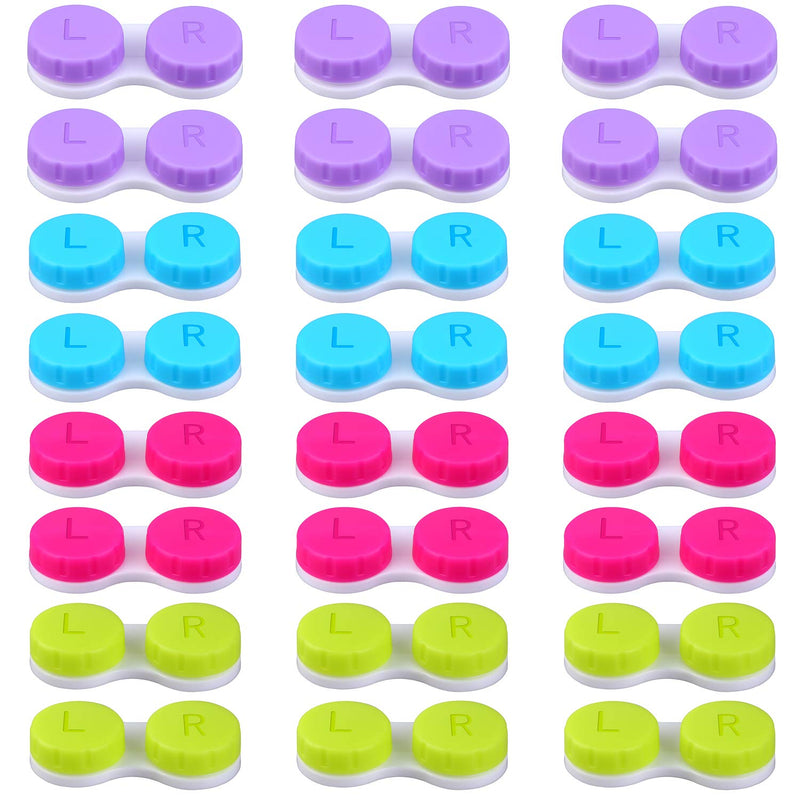 [Australia] - Elcoho 24 Pack Contact Lens Cases Contact Lens Holder Box Left/Right Eyes Contact Lens Container, 4 Colors Blue, green, hot pink, purple 