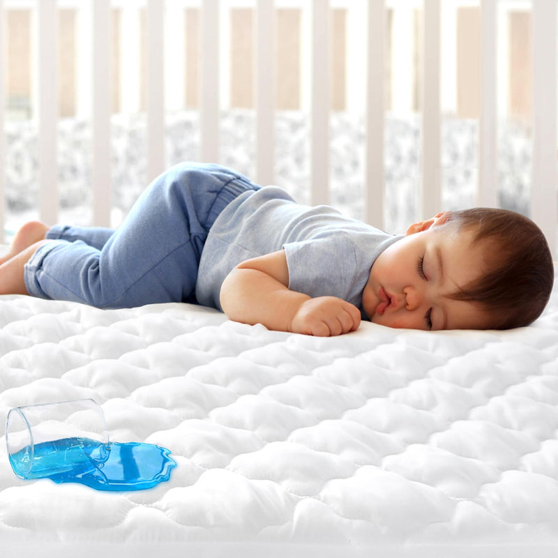 [Australia] - Crib Mattress Protector Sheets Fitted Waterproof Crib Mattress Pad Cover, Noiseless & Machine Wash 100% Absorbent Crib/Toddler Mattress Protector Sheet Quilted, White, 52" x 28" 52 X 28 Inch 1 