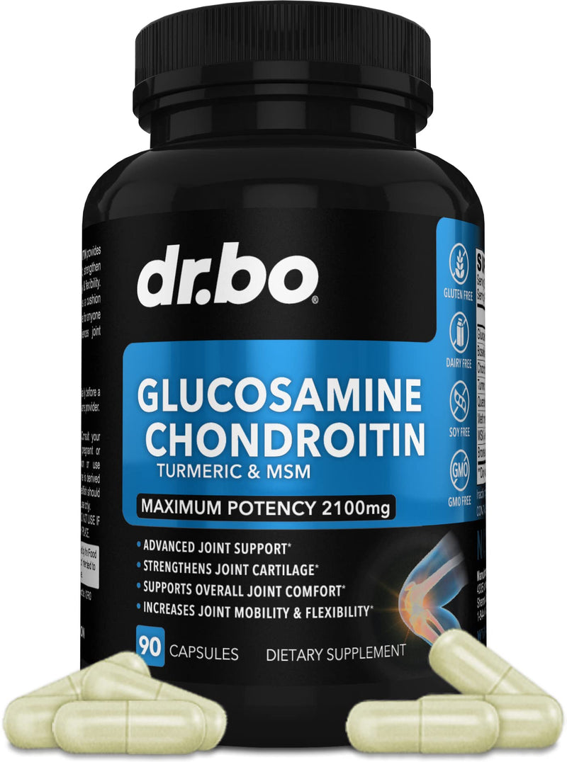 [Australia] - Glucosamine Chondroitin MSM Turmeric - Joint Health Supplement 2100mg Knee Bone & Joints - Joint Support Supplement Pills Advanced Glucosamine Sulfate Capsules Joint Supplements for Men Women Adults 
