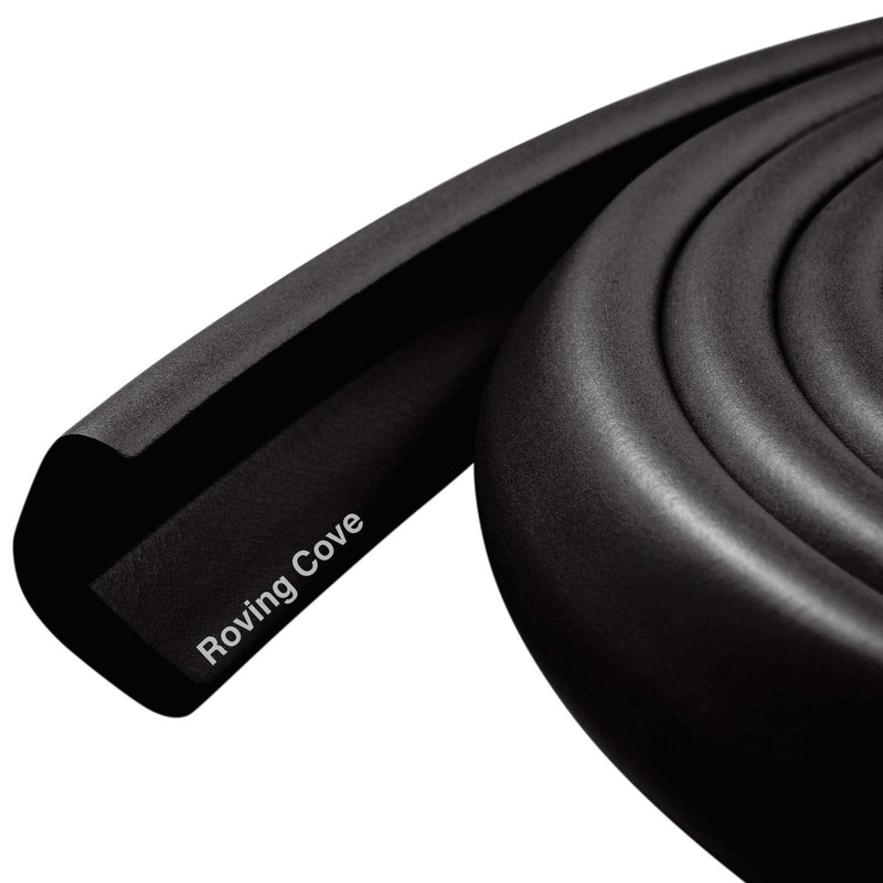 [Australia] - Roving Cove Edge Protector for Baby (6ft Large Edge Only), Hefty-Fit Heavy-Duty Soft Foam Furniture Edge Bumper Guards, Desk Edge Cushion, Wall Corner Covers, 3M Adhesive, Onyx Black Large 6 Foot (Pack of 1) 