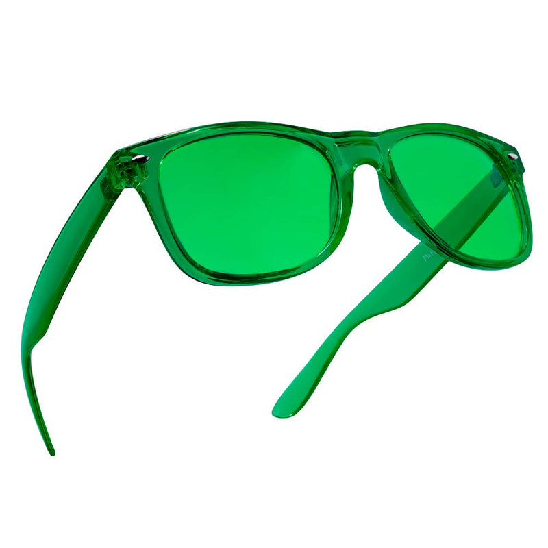 [Australia] - Green Color Therapy Mood Glasses Migraine Glasses Light Therapy Chakra Healing Glasses Chromotherapy Green Colored Lenses 