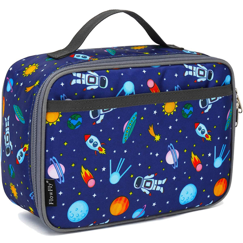[Australia] - FlowFly Kids Lunch box Insulated Soft Bag Mini Cooler Back to School Thermal Meal Tote Kit for Girls, Boys, Astronaut Multicolor 