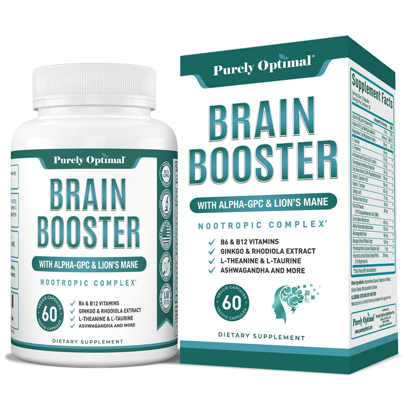 [Australia] - Premium Brain Supplement - Nootropic Brain Booster for Focus, Clarity, Improved Memory, Concentration & Better Mood - w/ Alpha-GPC, Lion’s Mane, Ginkgo Biloba & Bacopa Monnieri - 60 Caps 