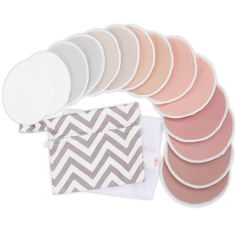 [Australia] - Reusable Nursing Pads for Breastfeeding, 14-Pack - 4-Layers Viscose Derived from Bamboo Nursing Pads, Breastfeeding Pads, Washable Breast Pads, Organic Maternity Pads, Nipple Pads (Lovelle, L 4.8") Lovelle Large 4.8" 