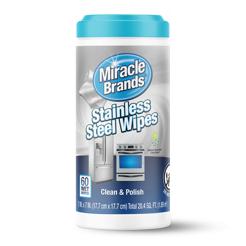 [Australia] - MiracleWipes for Stainless Steel, Great for Kitchen and Appliances, Including Oven, Refrigerator, Dishwasher, Microwave, Sink, Hood, Grill, Removes Fingerprints and Smudges - 60 Count 