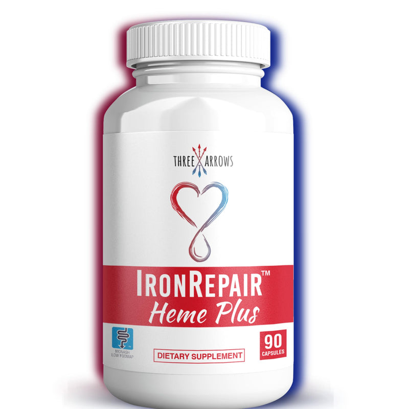 [Australia] - Iron Repair PLUS Heme Iron Supplement, Best Absorption Gentle on Stomach, Monash Low FODMAP, Raise Hemoglobin & Ferritin for Women, Teens & Pregnancy Methylated B-12 & Folate, 90 Gelatin Capsules 