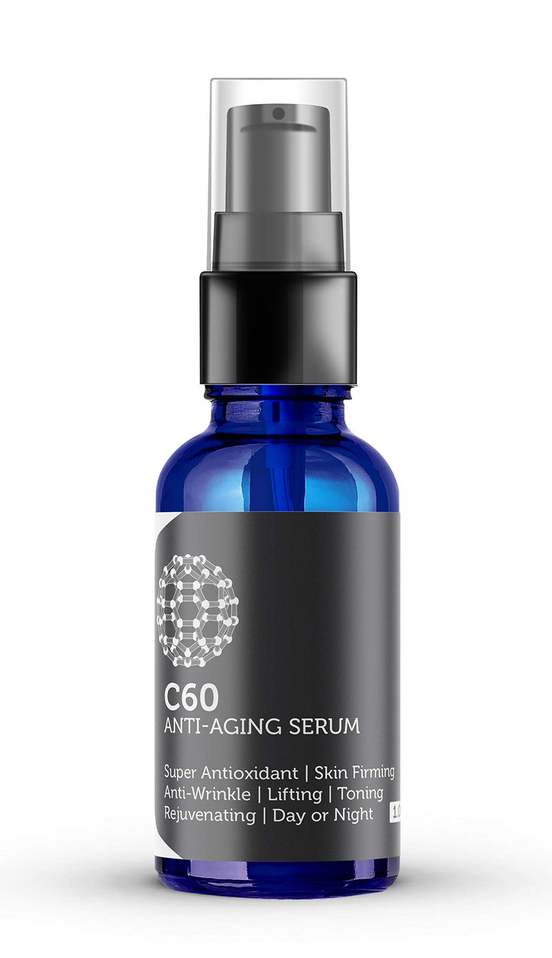 C60 Anti-Aging Face Serum 30ml with Hyaluronic Acid, Plant Stem Cells, Peptides, Vitamins B + C & Anti Aging Wrinkle Complexes for Men & Women Made with Organic Ingredients 1 Ounce (Pack of 1)