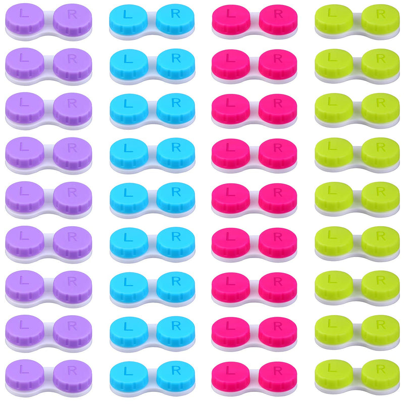 [Australia] - Elcoho 36 Pack Colorful Contact Lens Case Left/Right Contact Lens Soak Storage Contact Lens Travel Container, 4 Colors 