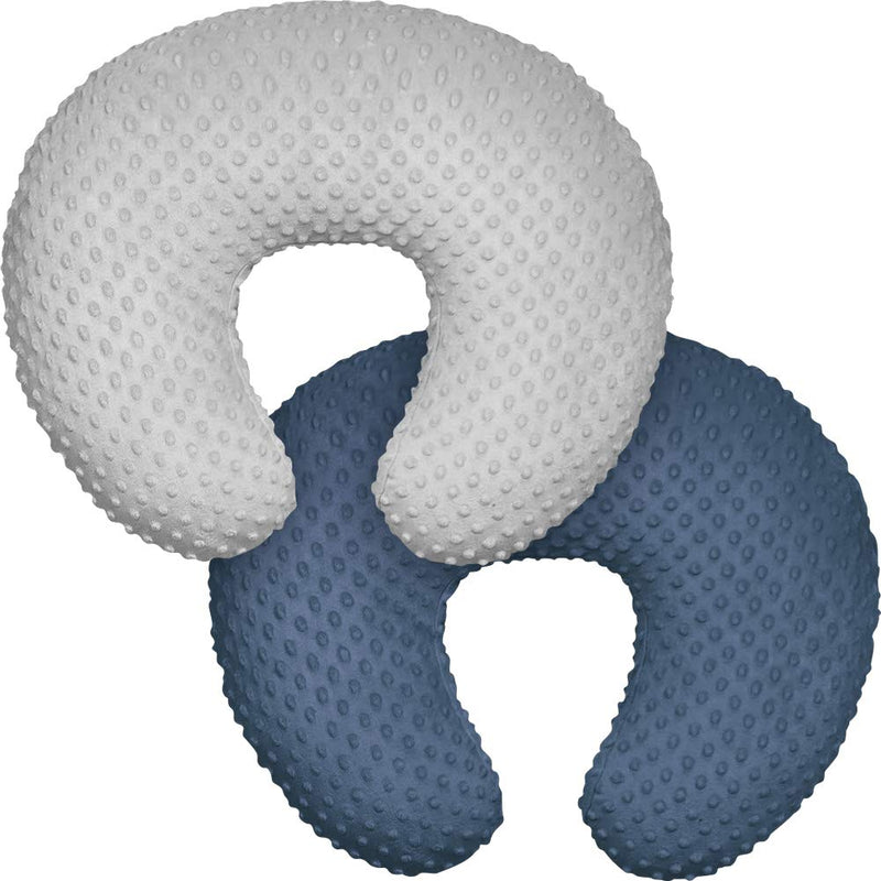[Australia] - Minky Nursing Pillow Cover, Nursing Pillow Case Plush Breastfeeding Pillow Slipcover Fits Nursing Pillow, Ultra Soft Snug for Infant & Baby Boy Girl, Machine Washable & Breathable, 2 Pack-Grey & Navy 
