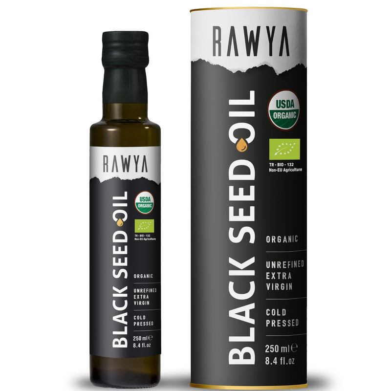[Australia] - Black Seed Oil, Organic, 8.4 Fl Oz, RAWYA, Extra Strong Taste, High TQ, Cold Pressed, Glass Bottle, Nigella Sativa Oil, Non-GMO, Black Cumin Seed Oil, also known as Kalonji Oil, Nigella Oil 