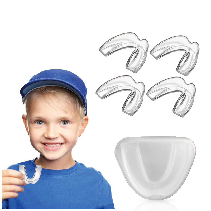 [Australia] - Leesgel Kids Mouth Guard for Grinding Teeth, Teeth Grinding Mouth Guard for Sleep, Kids Moldable Custom Night Bite Guards, Clenching, Bruxism, Sport Athletic, Whitening Tray (4 Pack) 