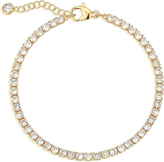 [Australia] - KRKC&CO 4mm Tennis Chain Anklet with Extension, Ankle Bracelets for Women, 14k Gold Plated, Fashion Foot Jewelry 