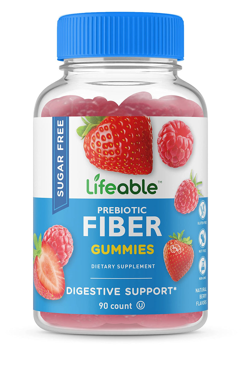 [Australia] - Lifeable Sugar Free Prebiotics Fiber for Adults - 4g - Great Tasting Natural Flavored Gummy Supplement - Keto Friendly - Gluten Free, Vegetarian, GMO Free - for Gut and Digestive Health - 90 Gummies 