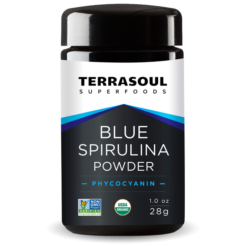 [Australia] - Terrasoul Superfoods Organic Blue Spirulina Powder 1 Oz (28 servings) - Pure and Nutrient-Rich Superfood for Vibrant Wellness and Culinary Creativity, Premium Blue Color, Packed in Glass Jar 1 Ounce (Pack of 1) 