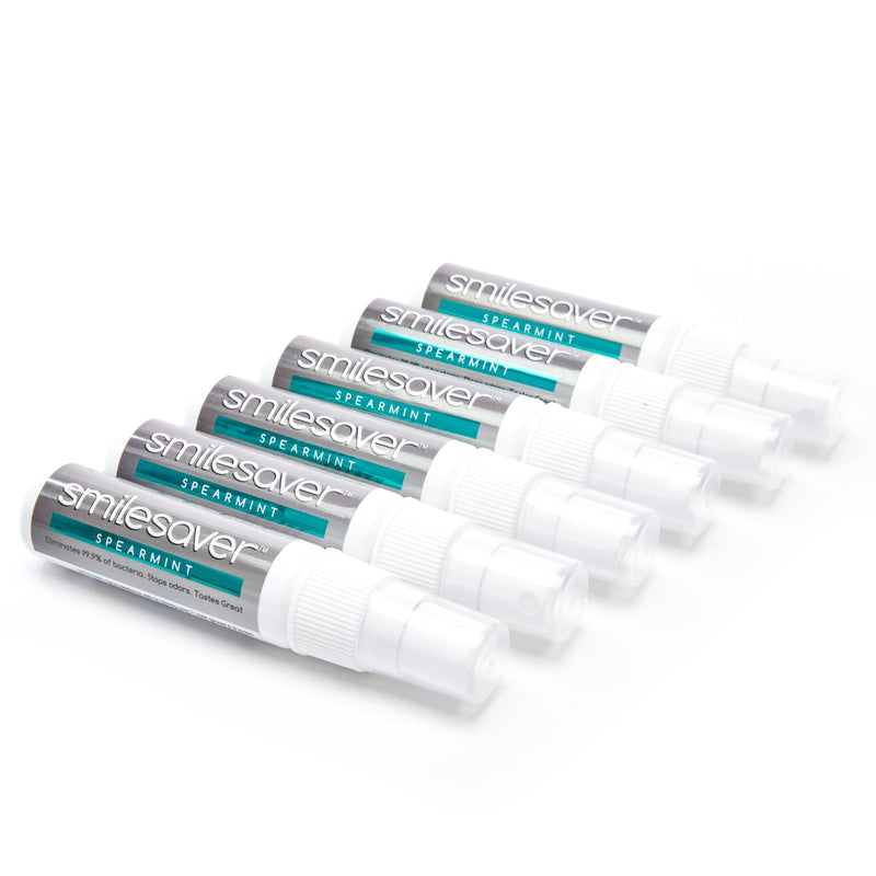 [Australia] - Smilesaver Retainer Cleaner - A Clean Label, Safe, 30 Sec Spray Cleaner for Retainers, Invisalign, Dentures. Minty Taste. Portable. Convenient. No Rinsing. Protects Oral Health. (1oz) (Pack of 6) Pack of 6 (1 Ounce Bottle) 
