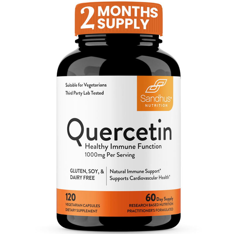 [Australia] - Sandhu's Quercetin 1000mg Per Serving Vegetarian Capsules Bioflavonoids Supports Immune Health & Cardiovascular Health, Respiratory Health, Seasonal Allergy Relief 120 Count Quercetin (Pack of 1) 