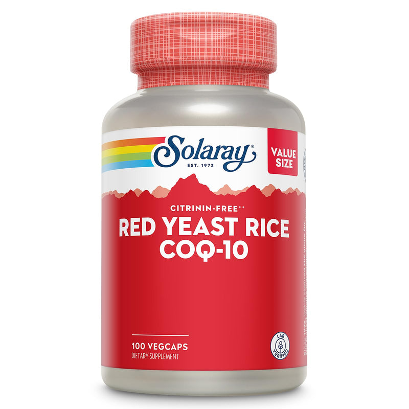 [Australia] - SOLARAY Red Yeast Rice Plus CoQ-10 & No-Flush Niacin Vitamin B-3, Healthy Heart & Cardiovascular Support, Non-Irradiated & Citrinin Free, 60 Day Money Back Guarantee, 100 Servings, 100 VegCaps 100 Count (Pack of 1) 